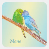 可愛いキスをする仲間 – パステル背景にアクリル スクエアシール (正面)