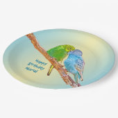 可愛いキスをする仲間 – パステル背景にアクリル ペーパープレート (アングル)