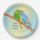 可愛いキスをする仲間 – パステル背景にアクリル ペーパープレート (正面)