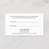 可愛いキスをする唇の顧客紹介 紹介カード (裏面)