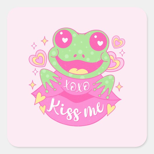 可愛いキスマイカエル – Xoxo スクエアシール (正面)