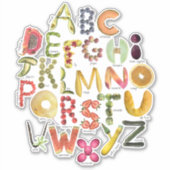 可愛いキッズアルファベットと果物 – 新学期 シール (正面)