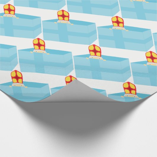 可愛いキッズアートおもしろい聖ニック・シンタークラース ラッピングペーパー (角)