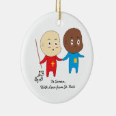 可愛いキッズアートセントニコラスかわいい双子のベビー セラミックオーナメント (右)