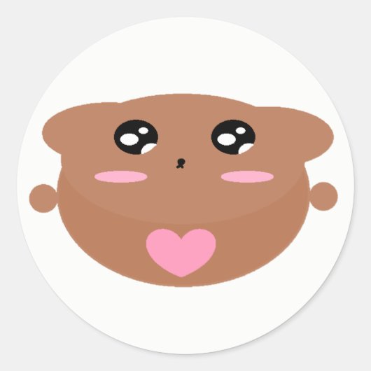 可愛いキッズアートデザインかわいいテディベア恋 ラウンドシール (正面)