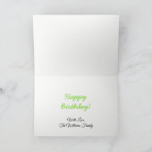 可愛いキッズアートデザインかわいい緑の子犬 カード (内部)