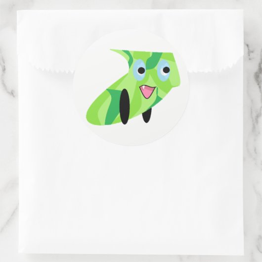 可愛いキッズアートデザインかわいい緑の子犬 ラウンドシール (バッグ)