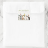 可愛いキッズウォーターカラーポーティドッグ誕生日パーティー スクエアシール (バッグ)