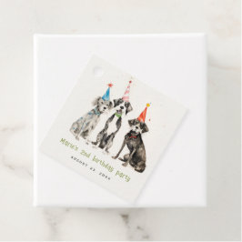 可愛いキッズウォーターカラーポーティドッグ誕生日パーティー フェイバータグ