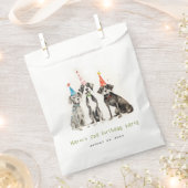 可愛いキッズウォーターカラーポーティドッグ誕生日パーティー フェイバーバッグ (クリップ留めされた状態)