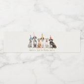 可愛いキッズウォーターカラーポーティドッグ誕生日パーティー ペットボトルラベル (シングルラベル)