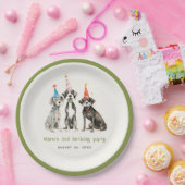 可愛いキッズウォーターカラーポーティドッグ誕生日パーティー ペーパープレート (パーティー)