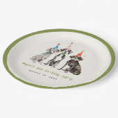 可愛いキッズウォーターカラーポーティドッグ誕生日パーティー ペーパープレート (アングル)