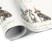 可愛いキッズウォーターカラーポーティドッグ誕生日パーティー ラッピングペーパー (ロールコーナー)