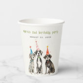 可愛いキッズウォーターカラーポーティドッグ誕生日パーティー 紙コップ (正面)