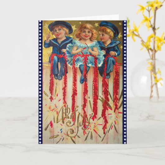 可愛いキッズカード7月4日 カード (黄色い花)