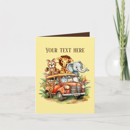 可愛いキッズサファリ動物は任意の目的を文字を追加 カード (正面)