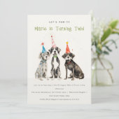 可愛いキッズシックなパウィードッグ誕生日パーティーフォト 招待状 (スタンド正面)