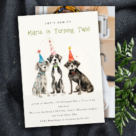 可愛いキッズシックなパウィードッグ誕生日パーティーフォト 招待状