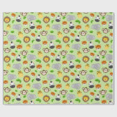 可愛いキッズジャングル動物のタイル模様 ラッピングペーパー (フラット)