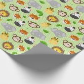 可愛いキッズジャングル動物のタイル模様 ラッピングペーパー (角)