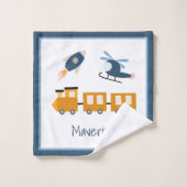 可愛いキッズパターン写真と名前バスルーム バスタオルセット (ウォッシュタオル)