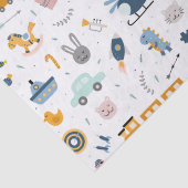 可愛いキッズパターン写真と名前ボーイブルー 薄葉紙 (詳細)