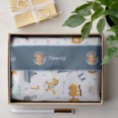 可愛いキッズパターン写真と名前ボーイブルー 薄葉紙 (ギフト)