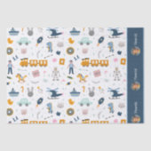 可愛いキッズパターン写真と名前ボーイブルー 薄葉紙 (正面)