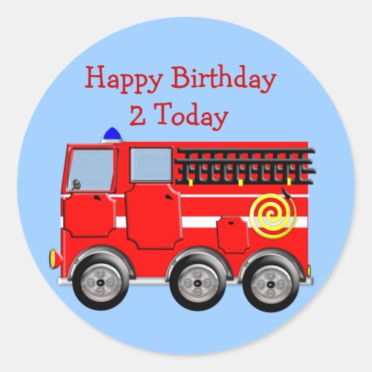 可愛いキッズファイヤーエンジンシール/レーベルカップケーキトッパー ラウンドシール (正面)