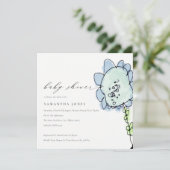 可愛いキッズブルー描フラワーボタニカル赤ちゃんシャワー 招待状 (スタンド正面)