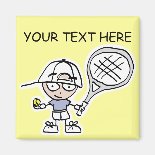 可愛いキッズプレイヤーの漫画とテニスマグネット マグネット (正面)