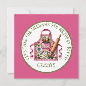 可愛いキッズベーキング誕生日パーティー 招待状 (正面)