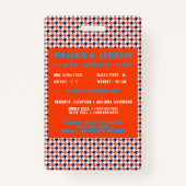 可愛いキッズベースボールカラフルのカスタムフォトチャイルドID バッジ (裏面)