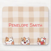 可愛いキッズペルソナライザブルネームマンガ漫画キャット マウスパッド (正面)