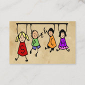 可愛いキッズマンガ保持スピーチ単語ビジネスCa 名刺 (裏面)