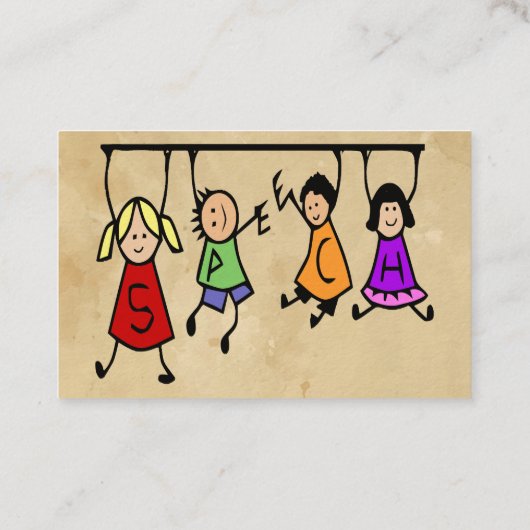 可愛いキッズマンガ保持スピーチ単語ビジネスCa 名刺 (裏面)