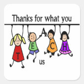 可愛いキッズマンガ教えーの先生 スクエアシール (正面)