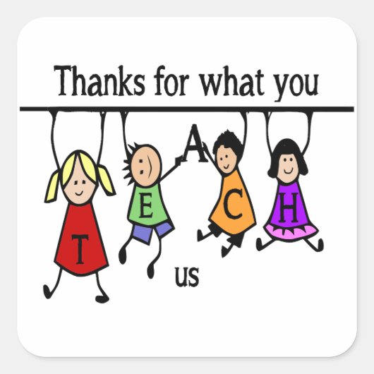 可愛いキッズマンガ教えーの先生 スクエアシール (正面)