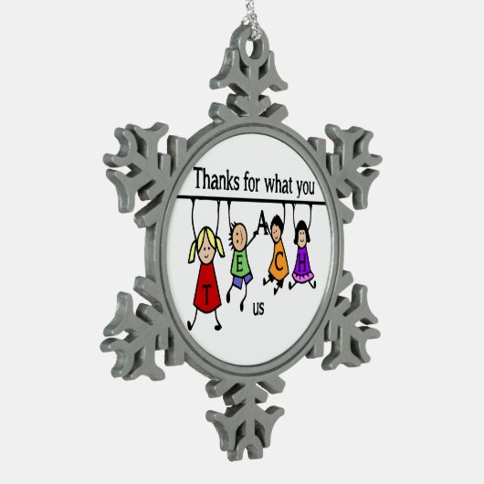 可愛いキッズマンガ教えーの先生 スノーフレークピューターオーナメント (左)