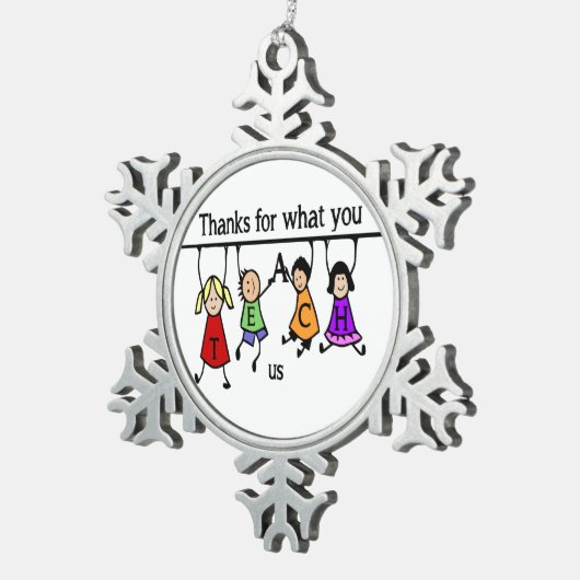 可愛いキッズマンガ教えーの先生 スノーフレークピューターオーナメント (右)