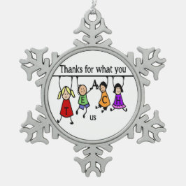 可愛いキッズマンガ教えーの先生 スノーフレークピューターオーナメント