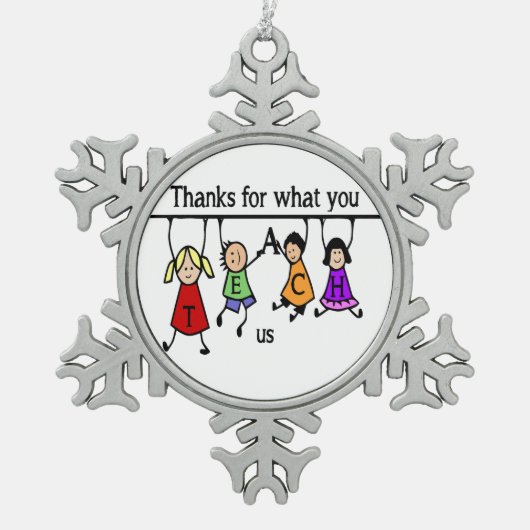 可愛いキッズマンガ教えーの先生 スノーフレークピューターオーナメント (正面)