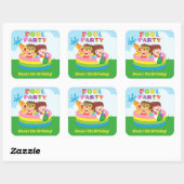 可愛いキッズミニプール誕生日パーティーDecorシール スクエアシール (シート)