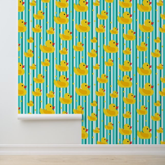 可愛いキッズラバーダックストライプオンブルーとイエロー 壁紙 (アプリケーション)
