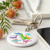 可愛いキッズ恐竜の名前 キーホルダー (側面)