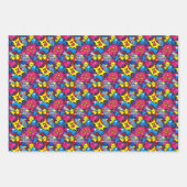 可愛いキッズ漫画ポップ・アートのタイル模様 ラッピングペーパーシート (正面)