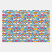 可愛いキッズnisex rainbowsタイル模様 ラッピングペーパーシート (正面2)