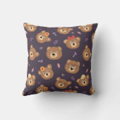 可愛いキッドテディベア漫画ブラウンベアのパーソナライズ クッション (裏面)