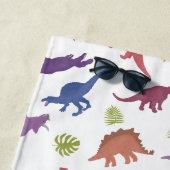 可愛いキッド恐竜のパタパーソナライズされたーン名 ビーチタオル (インサイチュ)